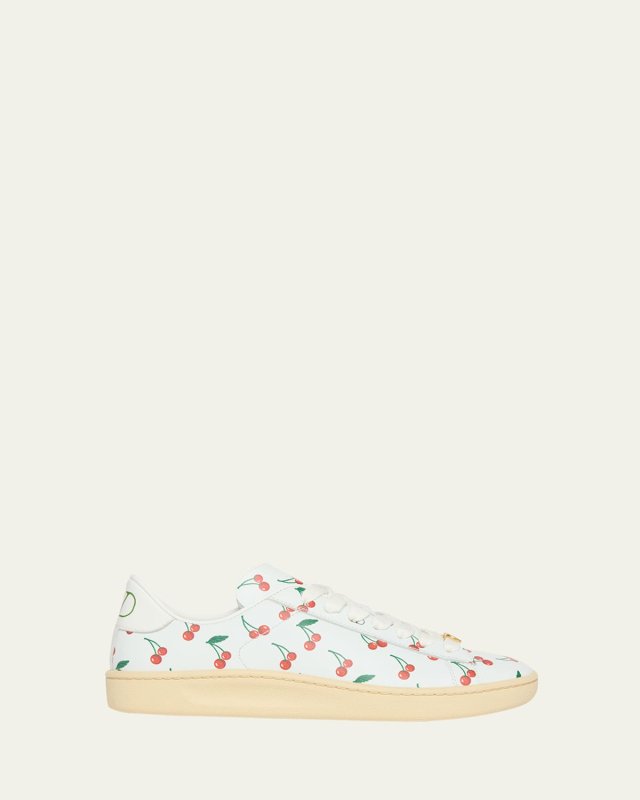 Royco VLogo Cherry-Print Leather Sneakers